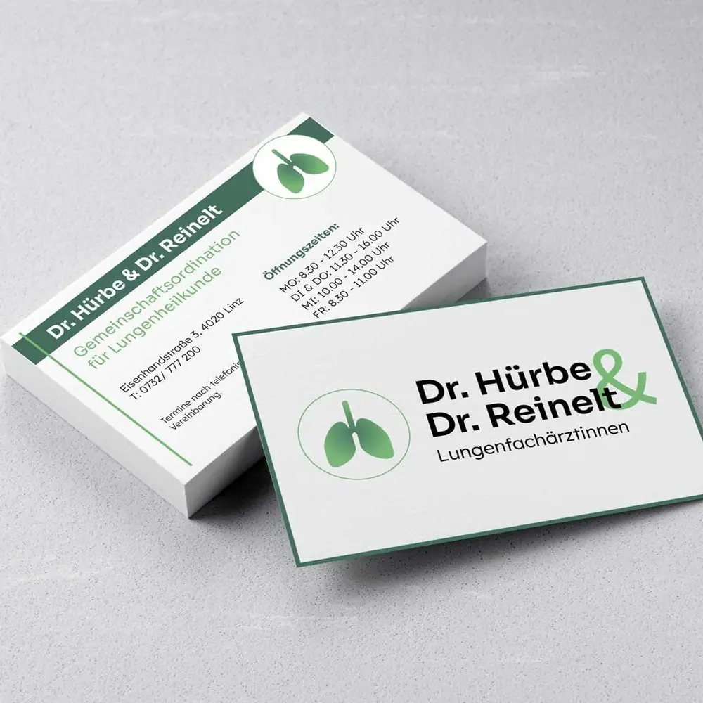 Visitenkarten Dr. Hürbe und Dr. Reinelt, madea